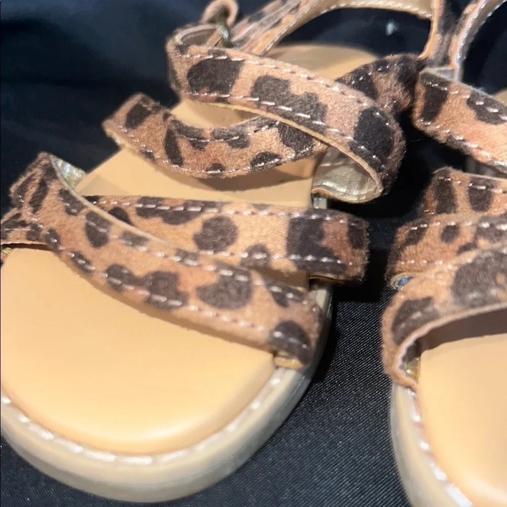 Cat & Jack Brown Sandals with Animal Print and Adjustable Straps